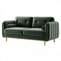 2-Sitzer Sofa 180 cm Samt Dunkelgrün mit goldfarbenen Füssen im Retro-Stil