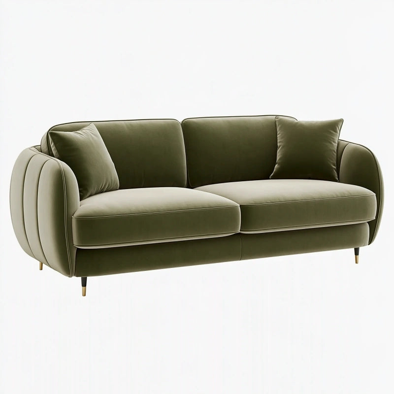 2-Sitzer Sofa 180 x 85 x 82 cm olivgrüner Samtstoff mit gepolsterten Armlehnen