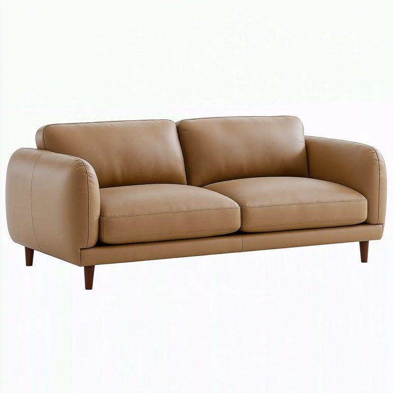 2-Sitzer Sofa 180 x 90 x 82 cm Kunstleder Beige mit Holzfüssen