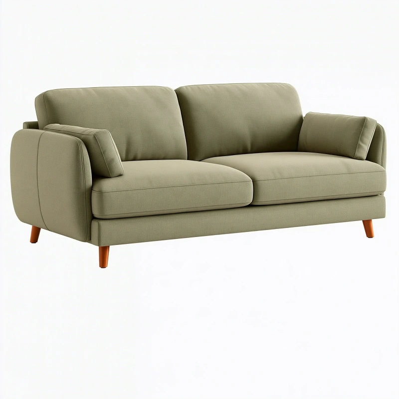 Modernes 2-Sitzer Sofa 180 cm aus Textil in Olivgrün mit Holzfüssen