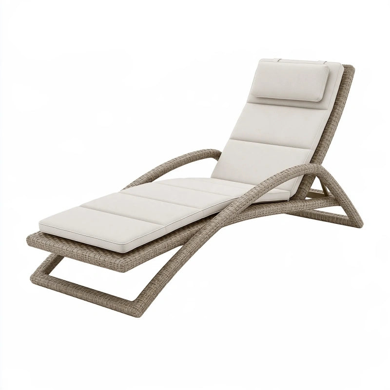 Gartenliege 200 x 70 x 95 cm Geflecht Beige verstellbar für Terrasse