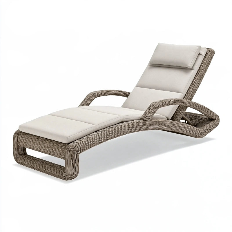 Sonnenliege 200 x 70 x 85 cm aus Polyrattan Beige Graubraun verstellbar für den Aussenbereich