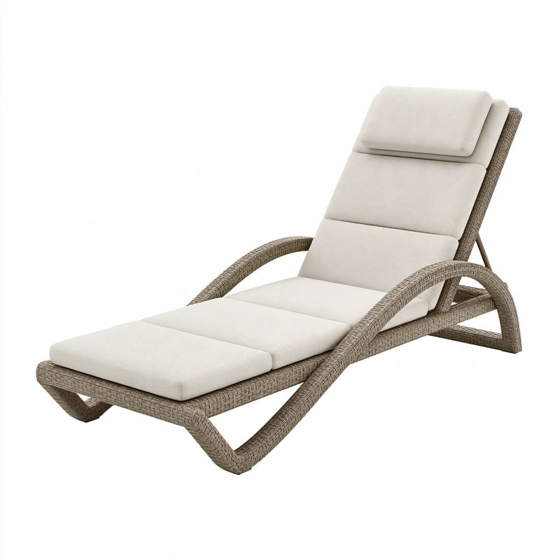 Gartenliege 200 x 70 x 95 cm Geflecht Beige verstellbare Rückenlehne